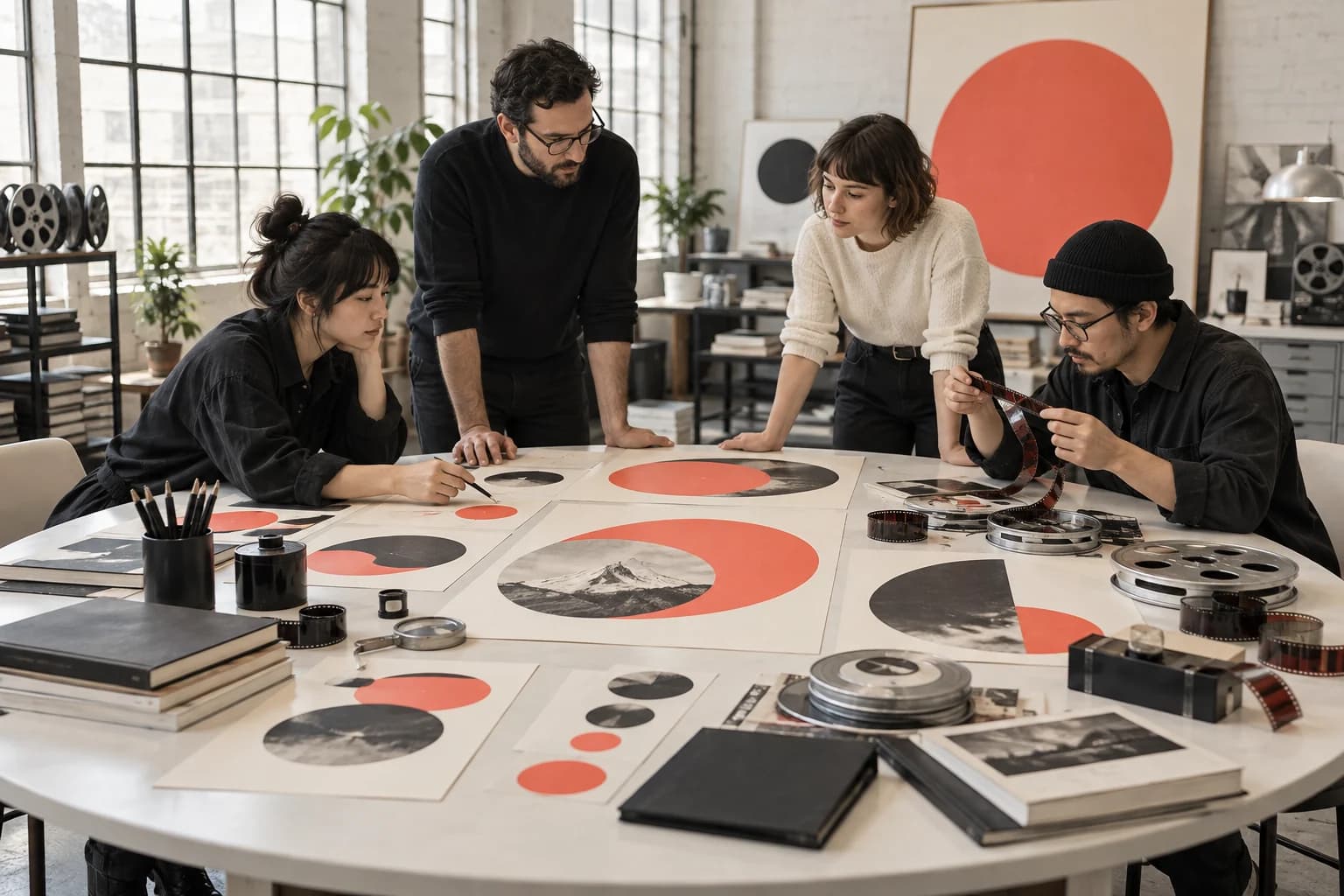 Illustrative RIVE team making circular printed studies