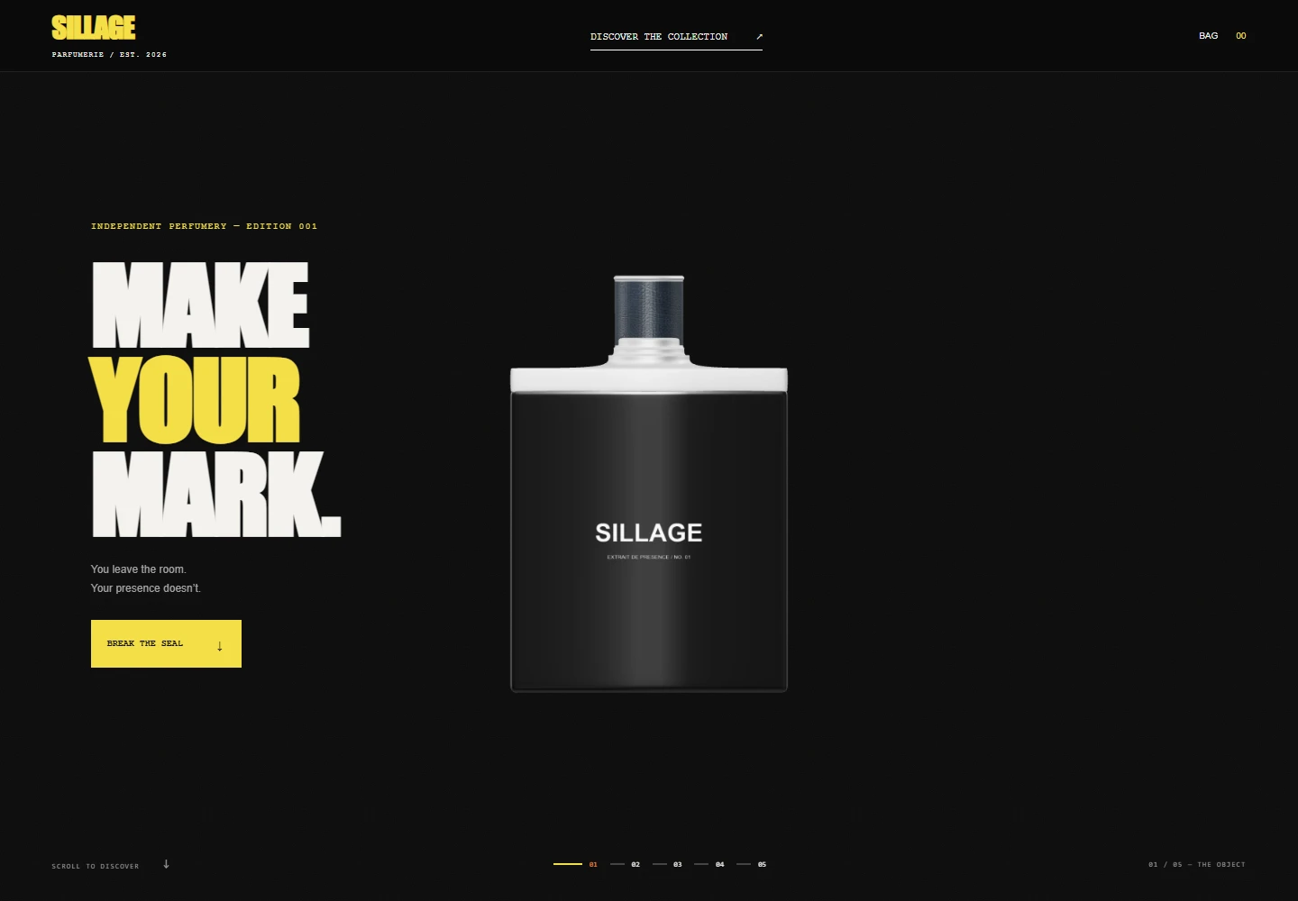 Sillage desktop website screenshot